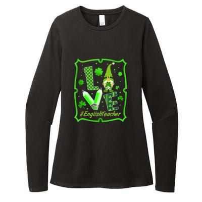 Love English Teacher Gnome St Patrick's Day Shamrock Womens CVC Long Sleeve Shirt