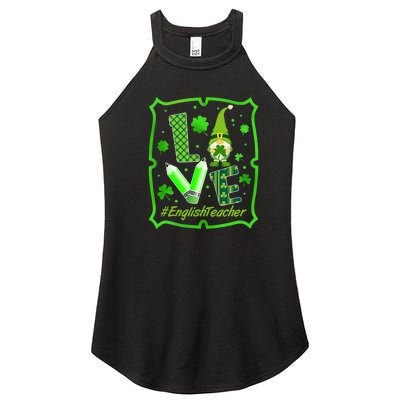 Love English Teacher Gnome St Patrick's Day Shamrock Women’s Perfect Tri Rocker Tank