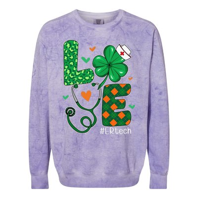 Love ER Tech Life Leopard Shamrock Saint Patrick's Day Colorblast Crewneck Sweatshirt