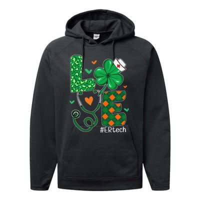 Love ER Tech Life Leopard Shamrock Saint Patrick's Day Performance Fleece Hoodie