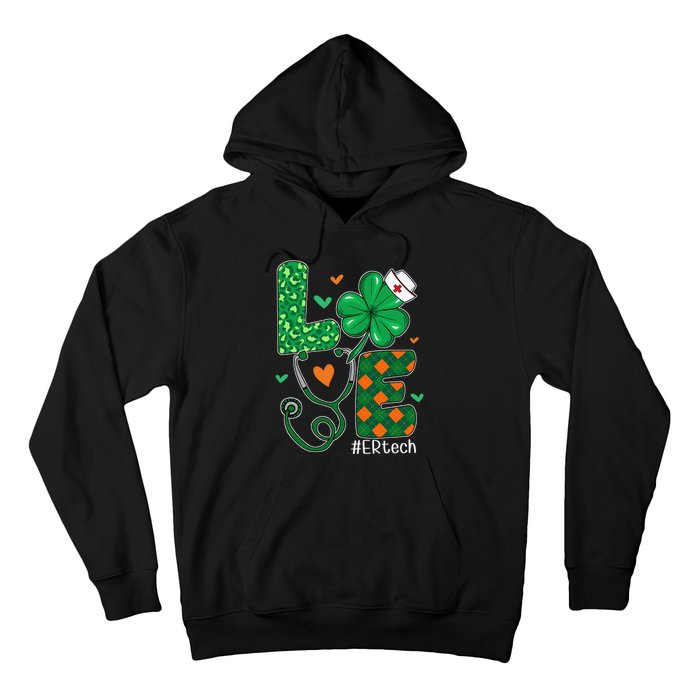 Love ER Tech Life Leopard Shamrock Saint Patrick's Day Hoodie