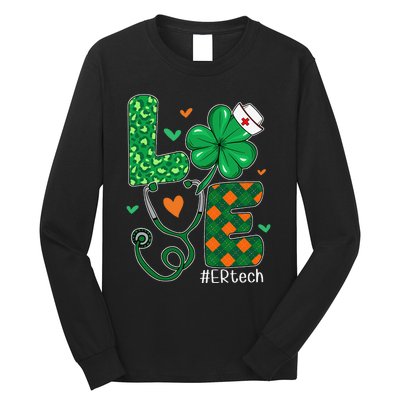 Love ER Tech Life Leopard Shamrock Saint Patrick's Day Long Sleeve Shirt