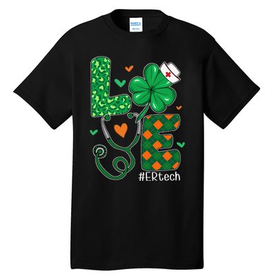 Love ER Tech Life Leopard Shamrock Saint Patrick's Day Tall T-Shirt