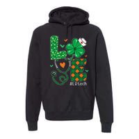 Love ER Tech Life Leopard Shamrock Saint Patrick's Day Premium Hoodie