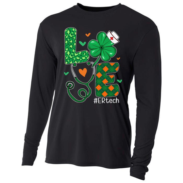 Love ER Tech Life Leopard Shamrock Saint Patrick's Day Cooling Performance Long Sleeve Crew