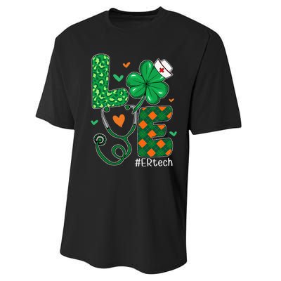 Love ER Tech Life Leopard Shamrock Saint Patrick's Day Performance Sprint T-Shirt