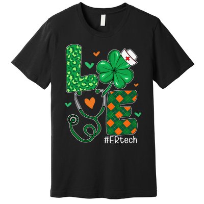 Love ER Tech Life Leopard Shamrock Saint Patrick's Day Premium T-Shirt