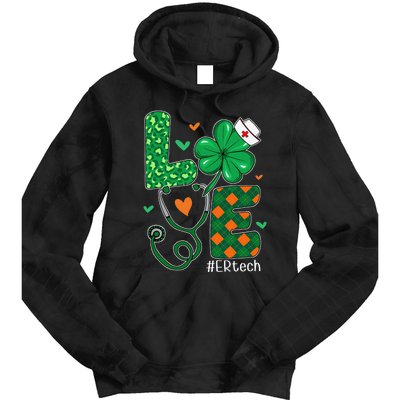 Love ER Tech Life Leopard Shamrock Saint Patrick's Day Tie Dye Hoodie