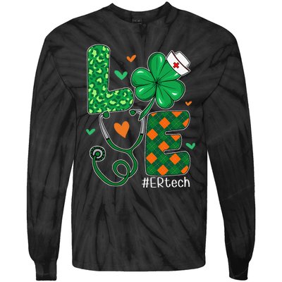 Love ER Tech Life Leopard Shamrock Saint Patrick's Day Tie-Dye Long Sleeve Shirt