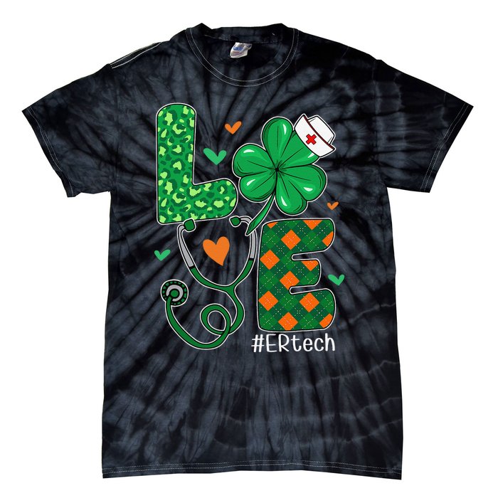 Love ER Tech Life Leopard Shamrock Saint Patrick's Day Tie-Dye T-Shirt