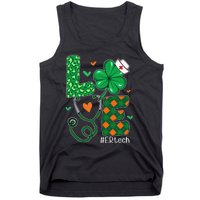 Love ER Tech Life Leopard Shamrock Saint Patrick's Day Tank Top