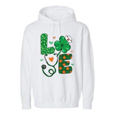 Love ER Tech Life Leopard Shamrock Saint Patrick's Day Garment-Dyed Fleece Hoodie