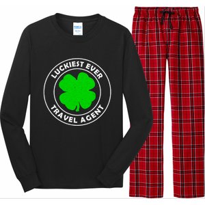 Luckiest Ever Travel Agent Lucky St Patrick's Day Cute Gift Long Sleeve Pajama Set