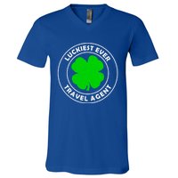 Luckiest Ever Travel Agent Lucky St Patrick's Day Cute Gift V-Neck T-Shirt