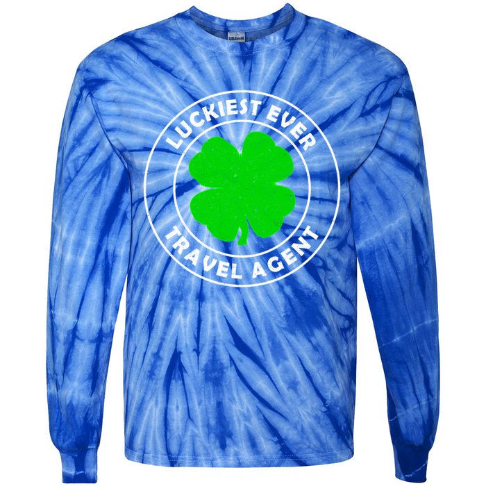 Luckiest Ever Travel Agent Lucky St Patrick's Day Cute Gift Tie-Dye Long Sleeve Shirt