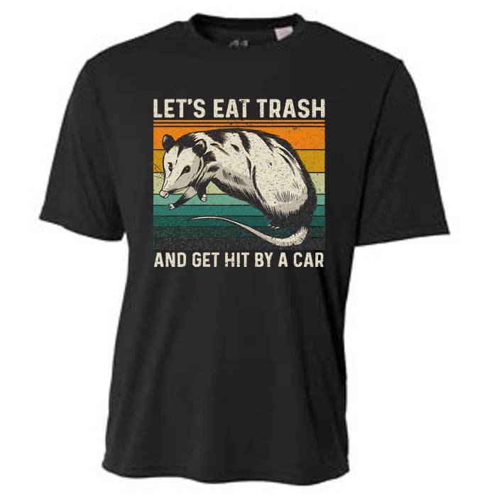 LetS Eat Trash And Get Hit By A Car Retro Vintage Opossum Cooling Performance Crew T-Shirt