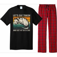 LetS Eat Trash And Get Hit By A Car Retro Vintage Opossum Pajama Set