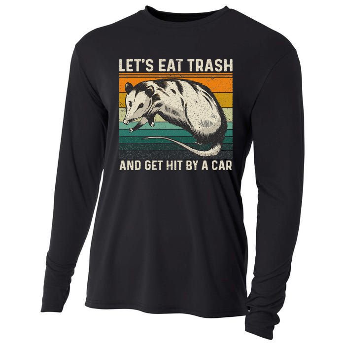 LetS Eat Trash And Get Hit By A Car Retro Vintage Opossum Cooling Performance Long Sleeve Crew