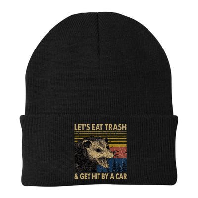 Lets Eat Trash And Get Hit By A Car Gift Vintage Opossum Gift Beanie
