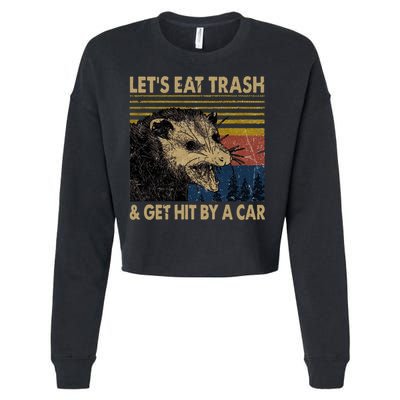 Lets Eat Trash And Get Hit By A Car Gift Vintage Opossum Gift Cropped Pullover Crew