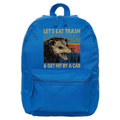 Lets Eat Trash And Get Hit By A Car Gift Vintage Opossum Gift 16 in Basic Backpack