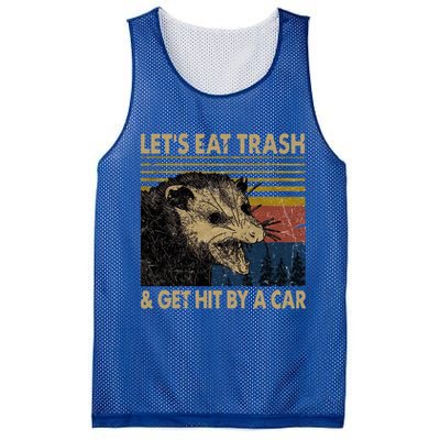 Lets Eat Trash And Get Hit By A Car Gift Vintage Opossum Gift Mesh Reversible Basketball Jersey Tank