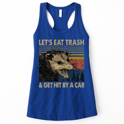 Lets Eat Trash And Get Hit By A Car Gift Vintage Opossum Gift Womens Tank Top
