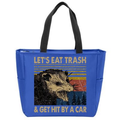 Lets Eat Trash And Get Hit By A Car Gift Vintage Opossum Gift Zip Tote Bag