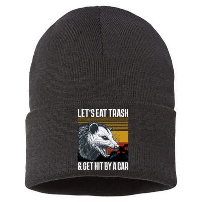 LetS Eat Trash Get Hit By A Car Possum Sustainable Knit Beanie