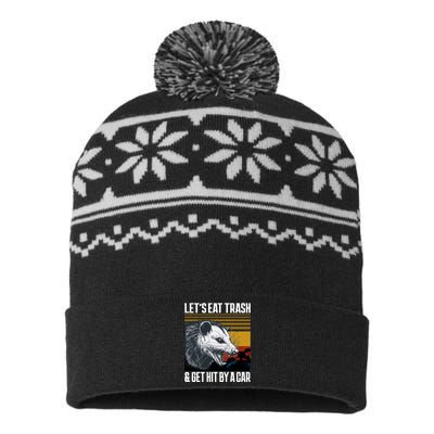 LetS Eat Trash Get Hit By A Car Possum USA-Made Snowflake Beanie