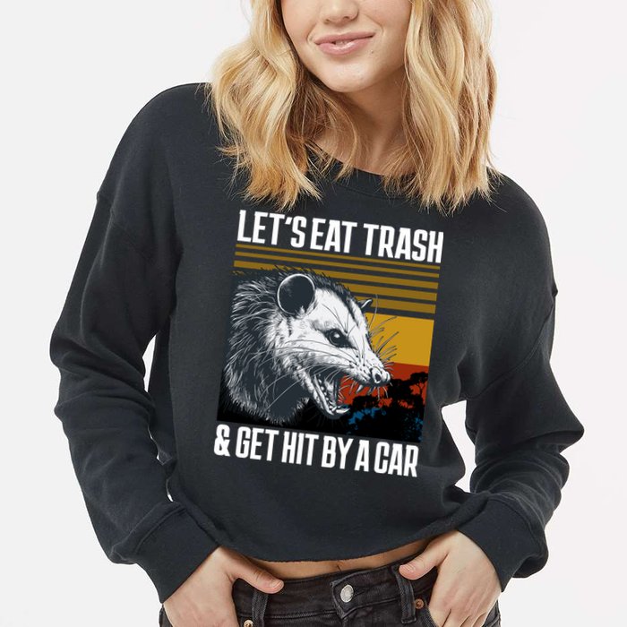 LetS Eat Trash Get Hit By A Car Possum Cropped Pullover Crew