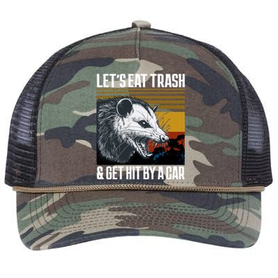 LetS Eat Trash Get Hit By A Car Possum Retro Rope Trucker Hat Cap