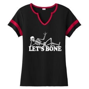 Let's Bone Funny Offensive And Rude Ladies Halftime Notch Neck Tee