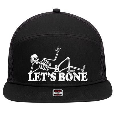 Let's Bone Funny Offensive And Rude 7 Panel Mesh Trucker Snapback Hat