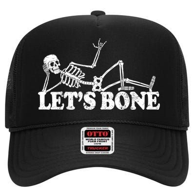 Let's Bone Funny Offensive And Rude High Crown Mesh Back Trucker Hat