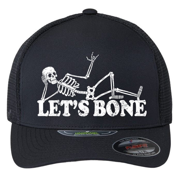 Let's Bone Funny Offensive And Rude Flexfit Unipanel Trucker Cap