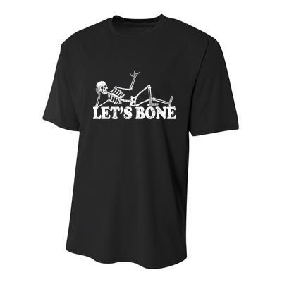 Let's Bone Funny Offensive And Rude Youth Performance Sprint T-Shirt
