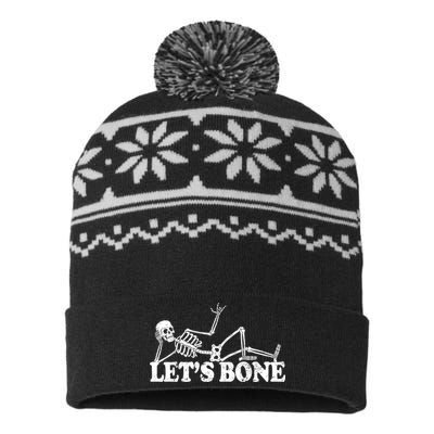 Let's Bone Funny Offensive And Rude USA-Made Snowflake Beanie