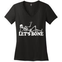 Let's Bone Funny Offensive And Rude Women's V-Neck T-Shirt
