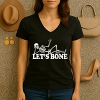 Let's Bone Funny Offensive And Rude Women's V-Neck T-Shirt