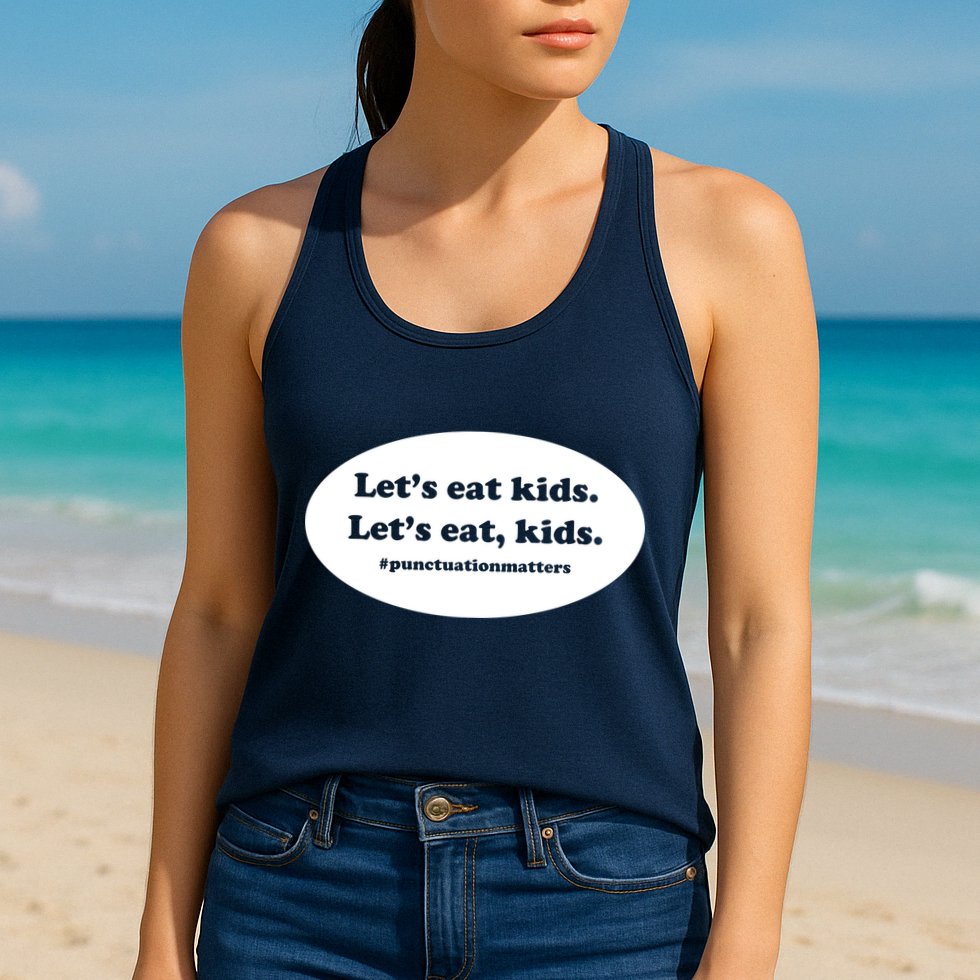 Let's Eat Kids Punctuation Matter Womens Tank Top
