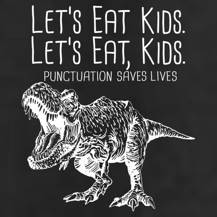 Let's Eat Kids Punctuation Saves Lives Dinosaur 7 Panel Mesh Trucker Snapback Hat