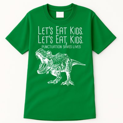 Let's Eat Kids Punctuation Saves Lives Dinosaur Tall T-Shirt