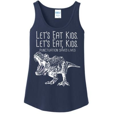 Let's Eat Kids Punctuation Saves Lives Dinosaur Ladies Essential Tank