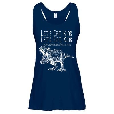 Let's Eat Kids Punctuation Saves Lives Dinosaur Ladies Essential Flowy Tank