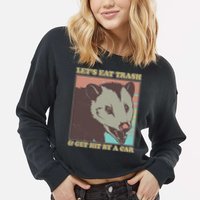 Let's Eat Trash And Get Hit By A Car Opossum Cropped Pullover Crew