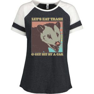 Let's Eat Trash And Get Hit By A Car Opossum Enza Ladies Jersey Colorblock Tee