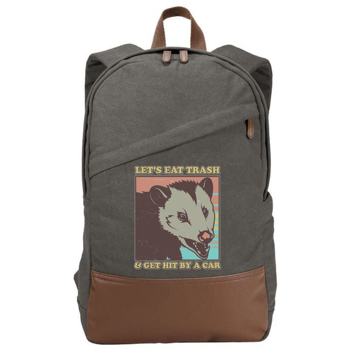 Let's Eat Trash And Get Hit By A Car Opossum Cotton Canvas Backpack
