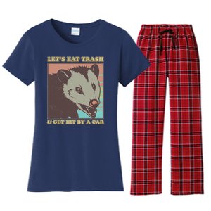 Let's Eat Trash And Get Hit By A Car Opossum Women's Flannel Pajama Set