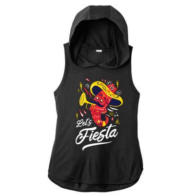 Let's Fiesta Chili Pepper Ladies PosiCharge Tri-Blend Wicking Draft Hoodie Tank